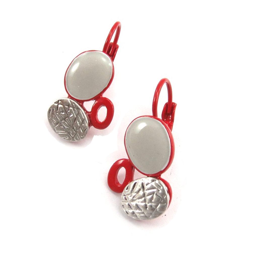 NOA [K0218] - Дизайнерские серьги "Сисси" красно-серые