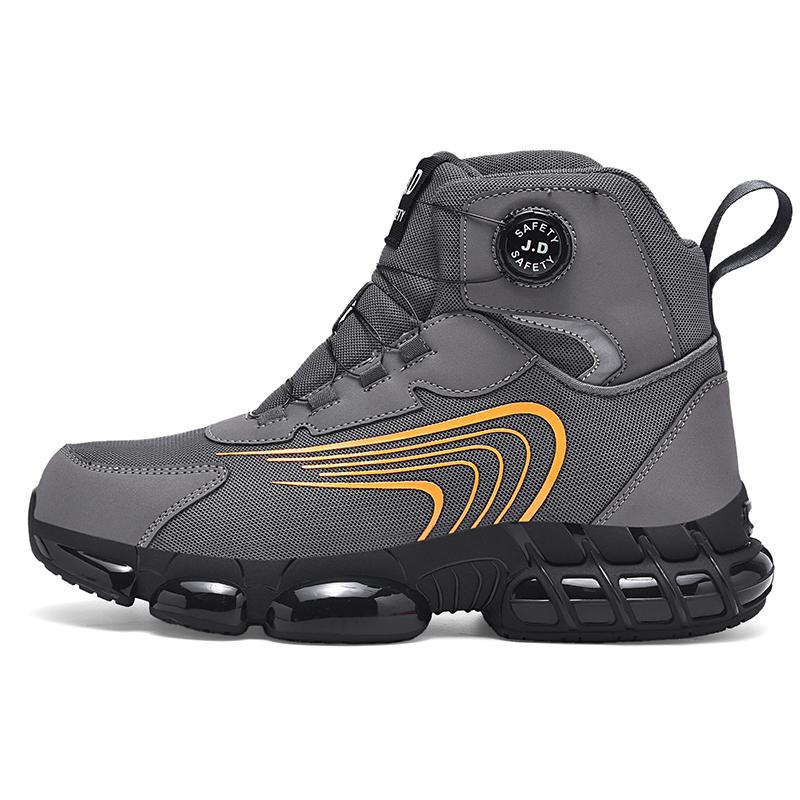 Men's Work Safety Shoes with Rotary Buckle Anti-Impact Anti-Piercing Women's Winter Mid-Top Mining Boots Functional Footwear