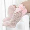 0-2Years Baby Girl Socks with Bow Summer Toddler Baby Cotton Mesh Knee Socks Newborn Infant Non-slip Baby Princess Long Socks