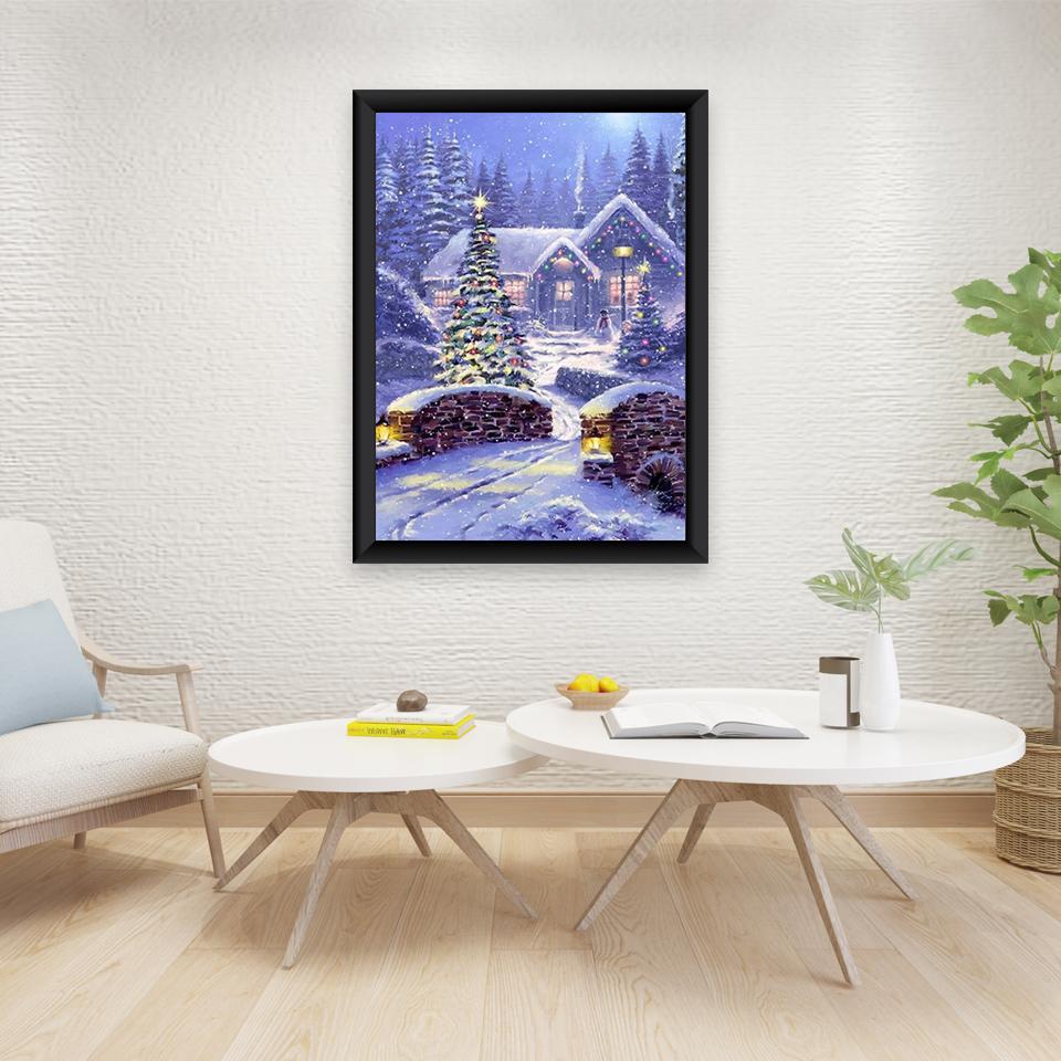 DIY Snow Winter 5D Diamond Painting Full Round Drill Scenic Diamond Embroidery Cross Stitch Mosaic Kits Wall Art Home Decor