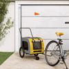 VidaXL Pet Bike Trailer, Dog Bike Trailer with Flag, Dog Stroller, Yellow and Grey 93854