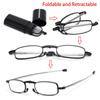 Fashion MINI Folding Reading Glasses Men Women Small Metal Square Frame Presbyopia Eyeglasses with Case Foldable Readers Eyewear