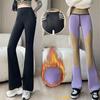 Winter Women's Flared Shark Pants Thickened High Waisted Tummy Control Elastic Long Pants