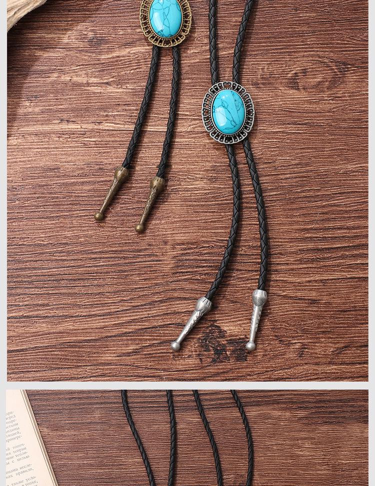 Модный бирюзовый кулон-боло: Мужская цепочка для свитера в стиле западного ковбоя