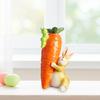Пасхальный Кролик Фигурка Милый Кролик с Морковкой Скульптура Ручной Работы Смола Статуэтка Животного для Внутреннего Наружного Сада Газона Двора Балкона Домашний Декор Стола