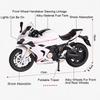 1:12 Scale QJMOTOR 600RS 1199 Motorcycle Model Toy Sound Light Shock Absorption Wheel Steering Models Office Table Ornament