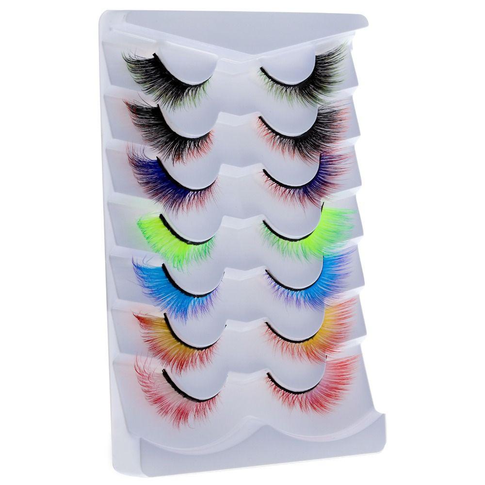 for Halloween Masquerade Party False Eyelashes Cat Eye Lashes Colored Lashes Fake Eyelashes