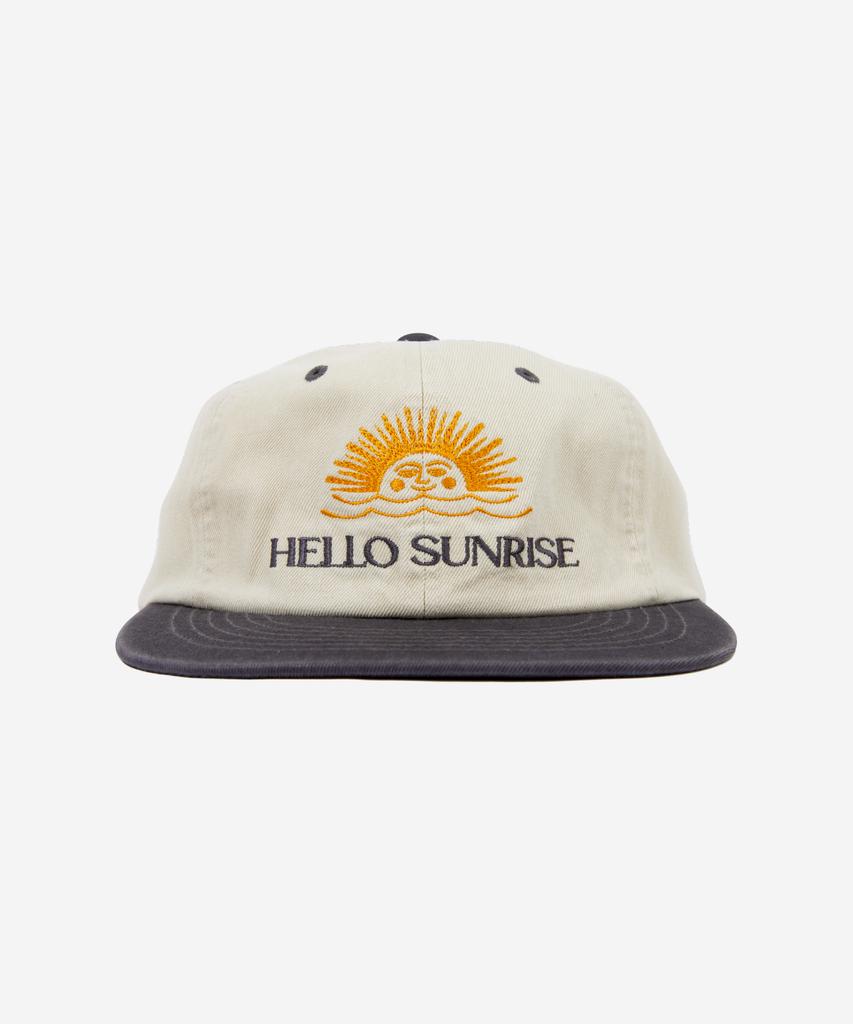 HELLO SUNRISE Двухцветная стираная кепка 6-панельная с логотипом Og_Овсяный бежевый и угольный