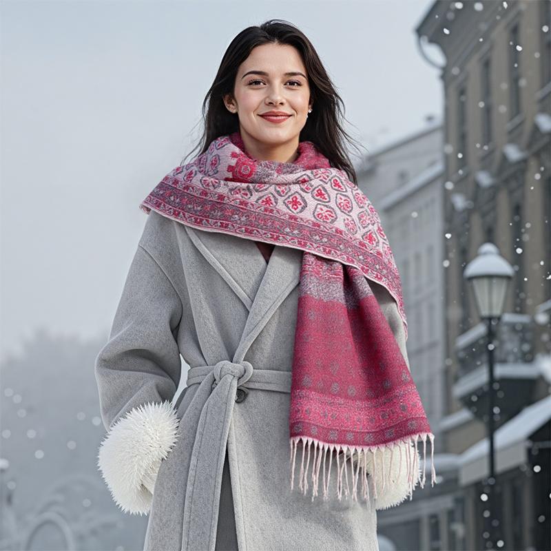 Autumn Winter Luxury Women Scarves 180*65Cm Men Thick Warm Scarf Flower Pattern Tassel Shawl Cashmere Imitation Poncho Stole