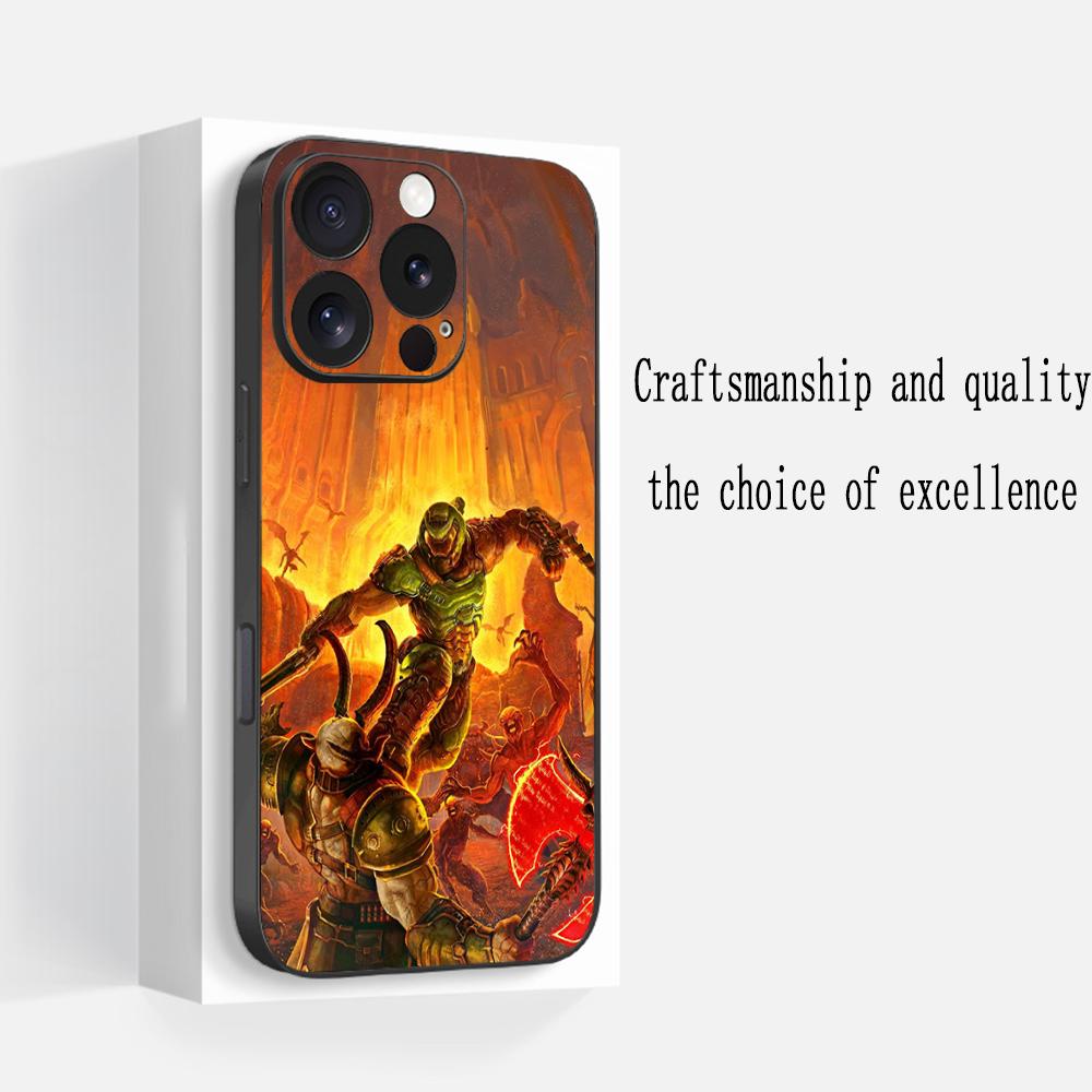 Классическая игра D-doomEs модный плакат Чехол для телефона Для iPhone 17 16 e 15 14 13 12 Plus Mini Pro Max Мягкий черный Ударопрочный чехол