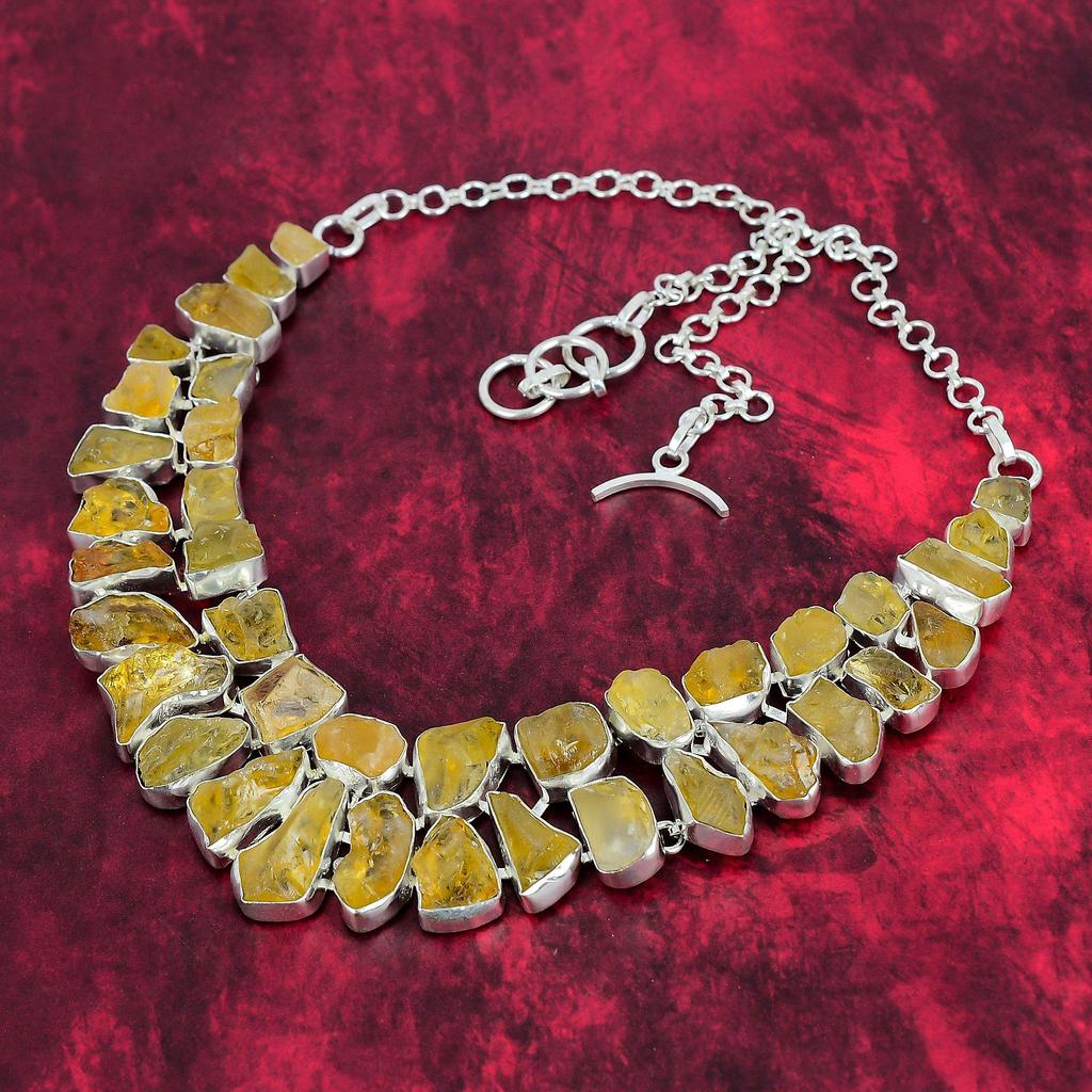 Грубое цитриновое ожерелье, ювелирные изделия ручной работы, стерлинговое серебро 925 пробы, дизайнерское ожерелье, ювелирные изделия из драгоценных камней, ко Дню памяти