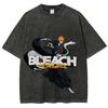 Горячее Аниме BLEACH Куросаки Ичиго Принт Футболка Мужская Женская Короткий Рукав Одежда Хлопок Футболка Ретро Выстиранная Футболка Харадзюку Топы
