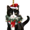 Yousheng Рождественский кулон 2D акриловый кот в рождественском венке шарм подвеска для автомобиля украшение для дома офиса вечеринок