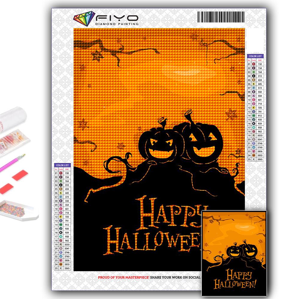 DIY 5D Diamond Painting Halloween Pumpkin And Witch Castle Cross Stitch Kit Full Drill Embroidery Mosaic Art Picture of Rhinestones Gift