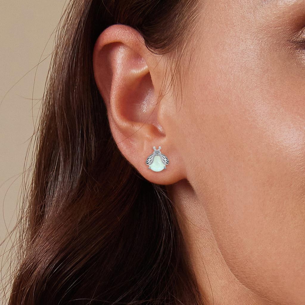Glowing Firefly Silver Stud Earrings 925 Silver