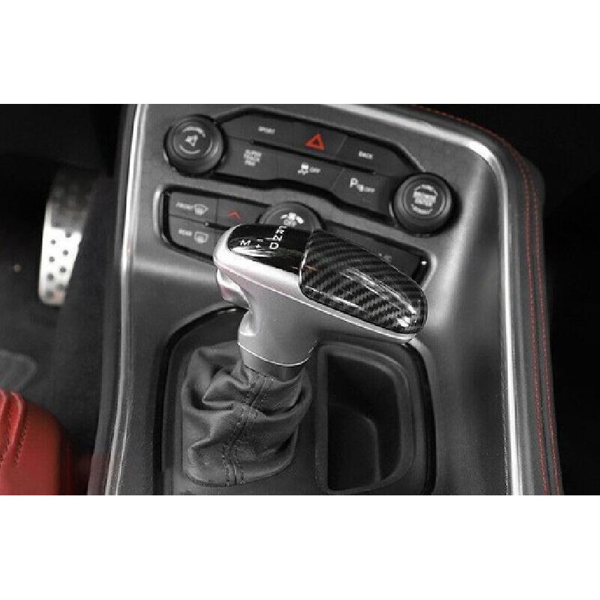 For Dodge Challenger 2015-2020 Carbon Fiber Gear Shift Knob Shifter Lever Trim