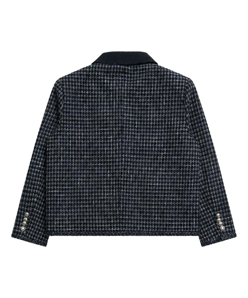 TEN PAST SEVEN Oversized Contrast Collar Tweed Jacket