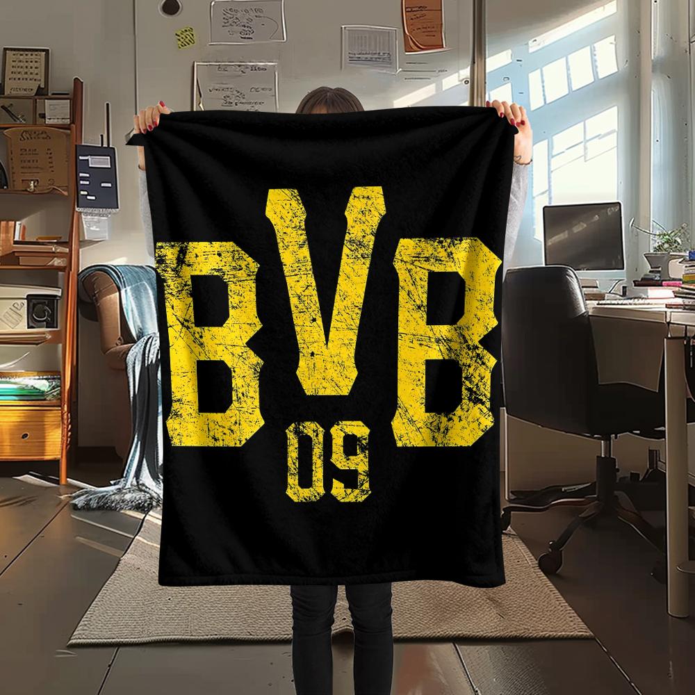 1 шт. Фланелевое одеяло с принтом BVB, Высокое качество, Для всех сезонов, Декор для дома, Тепло и уют, Идеально для рождественских подарков