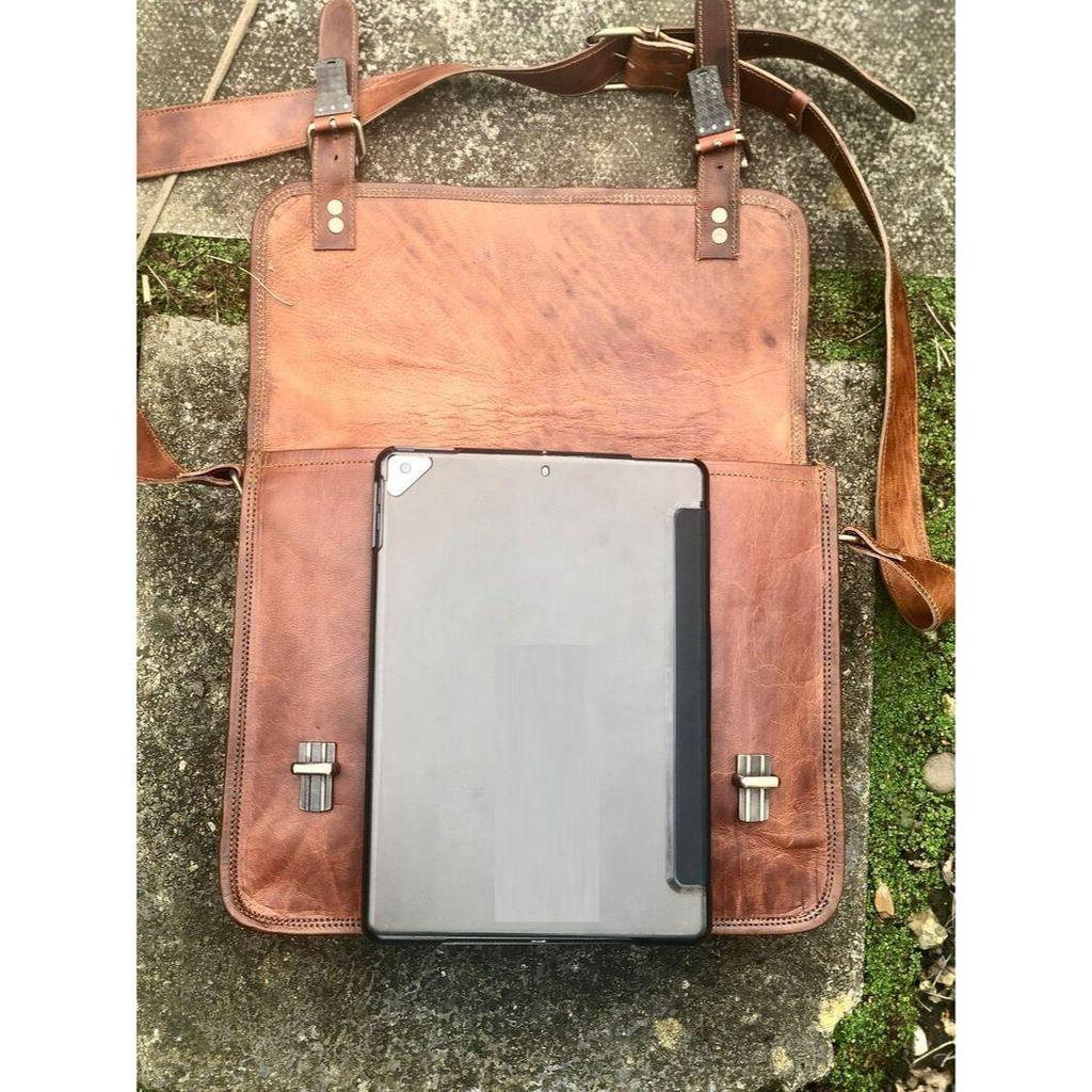 Коричневая кожаная сумка 13 дюймов, классная кожаная сумка-мессенджер унисекс, кожаная сумка через плечо формата А4, кожаная школьная сумка в традиционном стиле