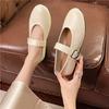 Fashion New Style Luxury Mary Jane Shoes Female Genuine Leather Ballet Shoes Women Square Toe Flat Cowhide Ladies Shoes Zapatos Mujer