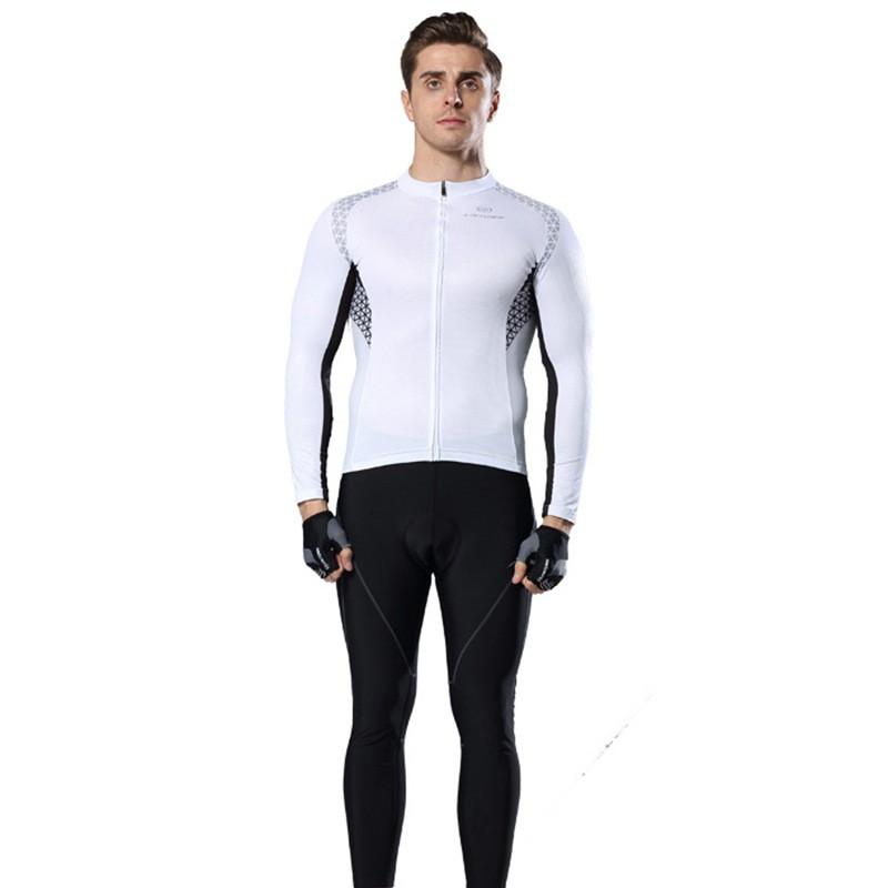 Mens Long Sleeve Cycling Jersey Set Mountain Bike Clothing With Silicone Pad