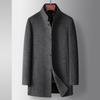 Men's Double-sided Woolen Take-off White Duck Down Liner Mink Stand-up Collar Medium and Long Wool Woolen Business Jacket