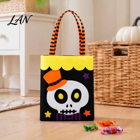 Holiday Photo Props Halloween Candy Bag, Cute Pumpkin Ghost Tote for Kids, Spooky Stiff Material Pouches Cartoon Pattern Treat Bag Party, Trick