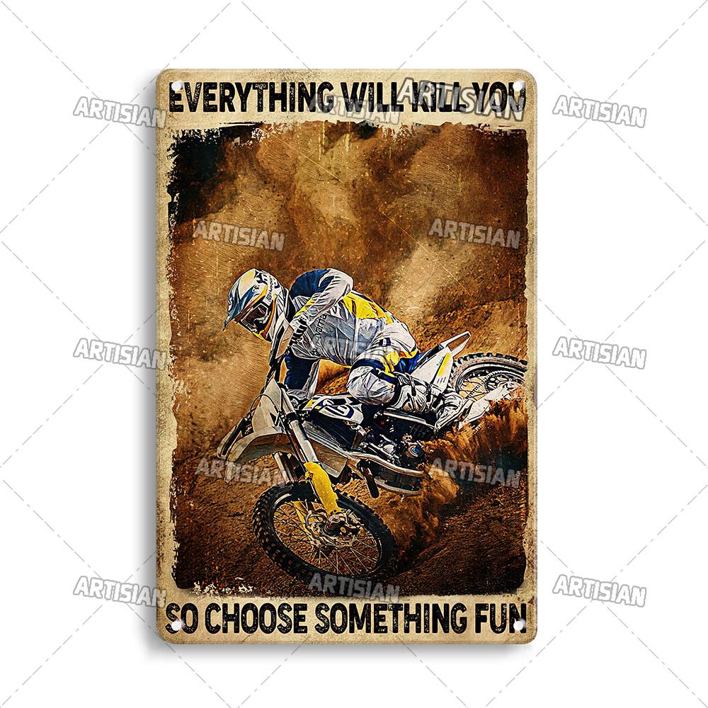 Retro Motorcycle Metal Tin Sign Classic Metal Plaque Man Cave Garage Wall Decorative Rusty Metal Sign Industrial Decor