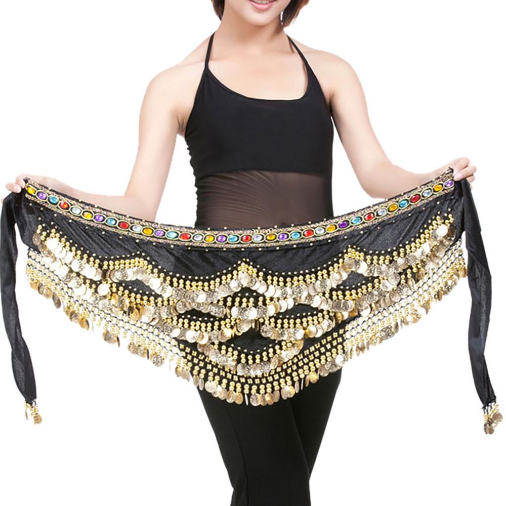 Хип-шарф для танца живота, золотые монеты, костюм для танца живота, юбка, пояс с запахом