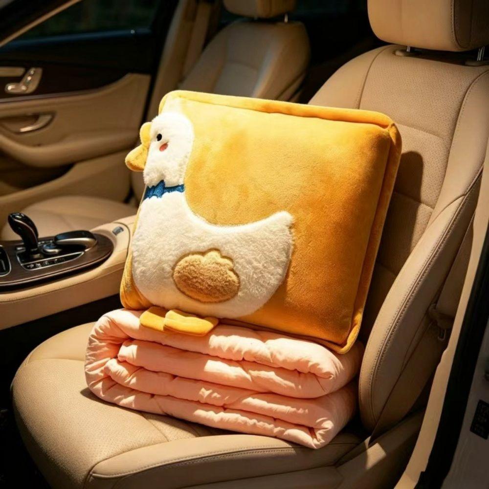 Soft Travel Blanket Comfortable Car Pillow Cartoon Embroidery 2 in 1 Pillow Blanket  Household