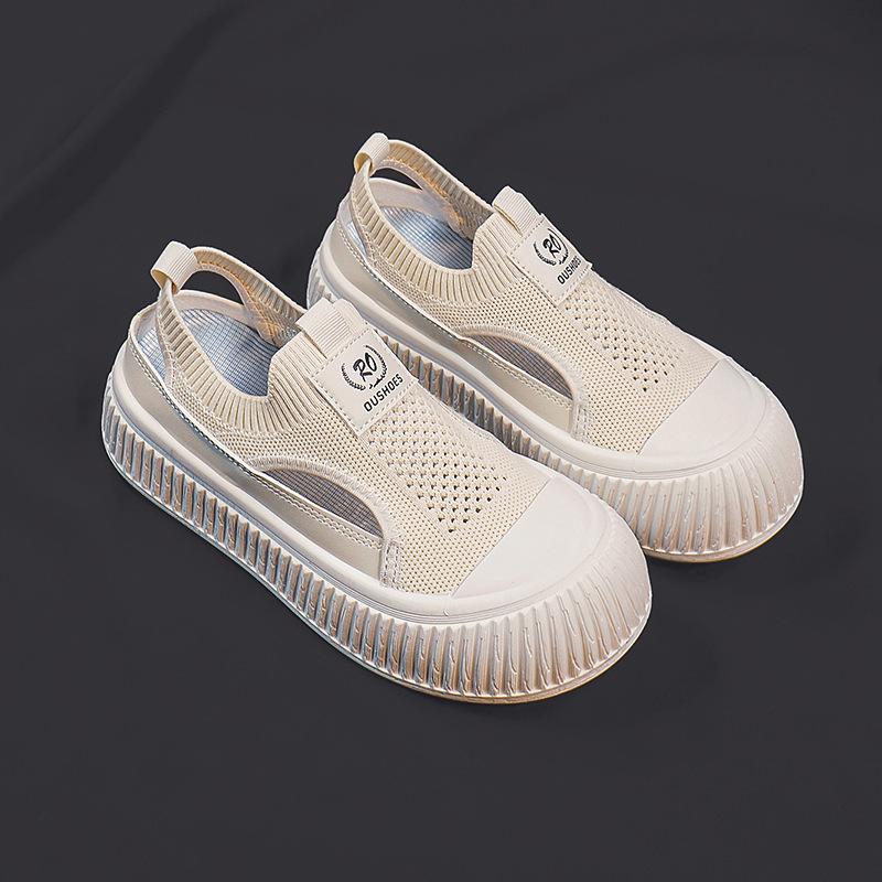 Женские парусиновые туфли, летние, дышащие, повседневные, белые, без застежек, на платформе, спортивные, женские кроссовки