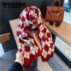 Autumn and Winter Korean Printed Knitted Wool Scarf Thickened Warmth and Long Scarf Shawl
