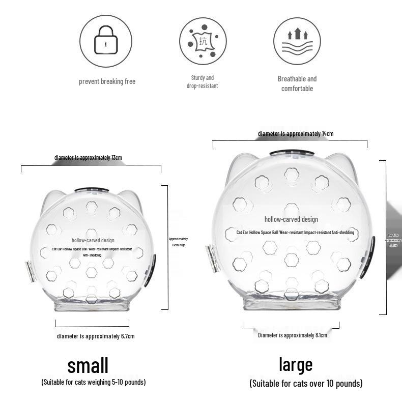 Прозрачный космический шлем для кошки - Дышащий, устойчивый к царапинам и укусам, с ушками