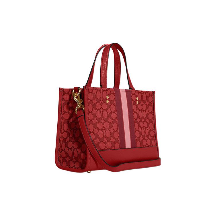 New COACH Dempsey Jacquard Fabric With Pebbled Leather Shoulder Bag, Crossbody Bag, Handbag Tubas Women's Red C8448-IMP2Z