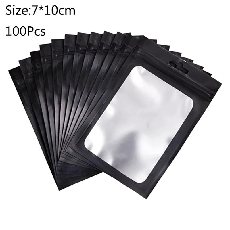 100 Pcs Flat Foil Zip Lock Bags Bath Salt Cosmetic Bag One Side Clear Mini Thick Mylar Resealable Bags Smell Proof Ziplock Baggi
