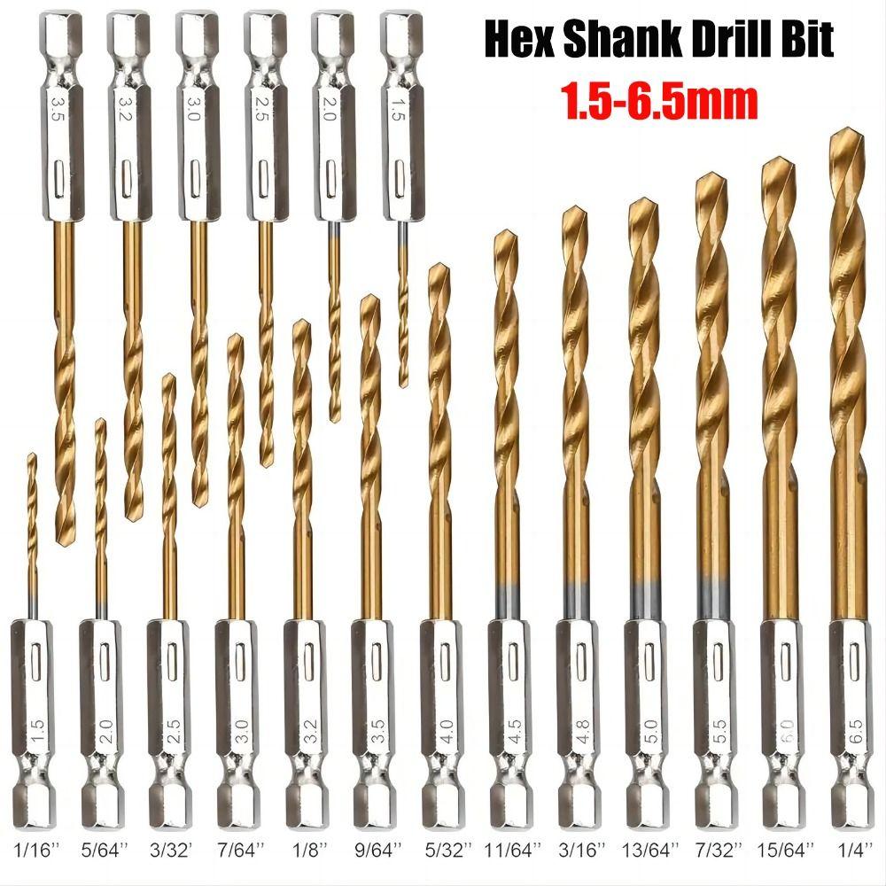 1.5-6.5mm Twist Drill Titanium Plated Wood Drilling New Power Accessory