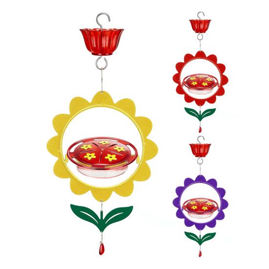 Кормушка для колибри, подвесная, наружная, цветочный дизайн, кормушка для диких птиц, нектар, ров для муравьев, для декора патио на заднем дворе