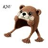 Holiday Crafting Projects Animal Hood Hat Crochet Kit, DIY Earflap Craft Supplies for Adults Cute Project Teens, Handmade Gift Yarn Crafts