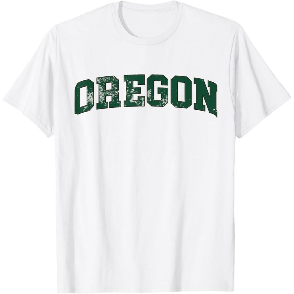 Винтажная мужская и женская футболка ретро-зеленого цвета с надписью Oregon(1)