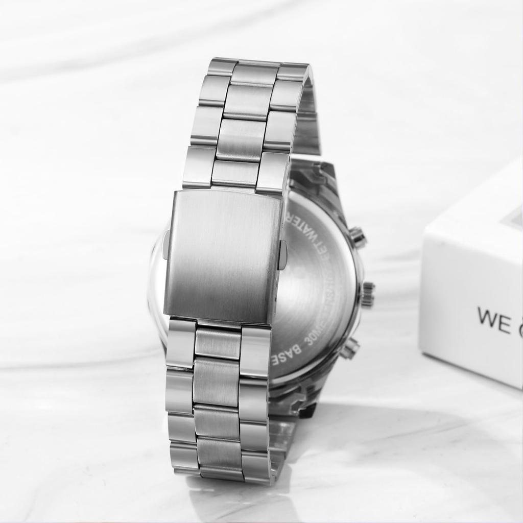 Silver Watch with 3ATM Water Luminous Analog Stainless Stylish Quartz Fashion Accessory Perfect for or As a Boyfriend Gift Men's Calendar, Resistance,