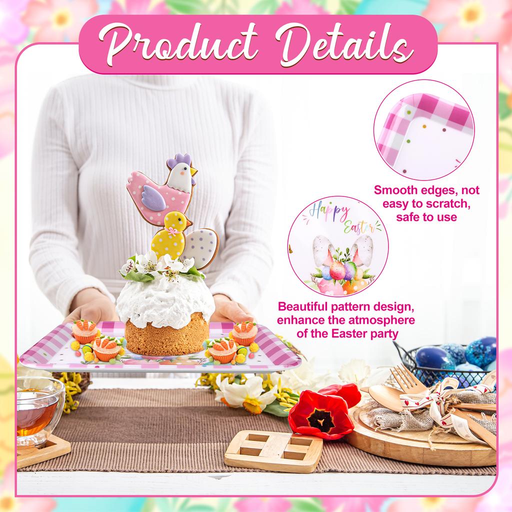 3 шт. пасхальные подносы, акварельные яйца в виде кролика, 13X10 сервировочные тарелки, винтажный весенний цветок, кролик, меламиновый поднос для закусок C
