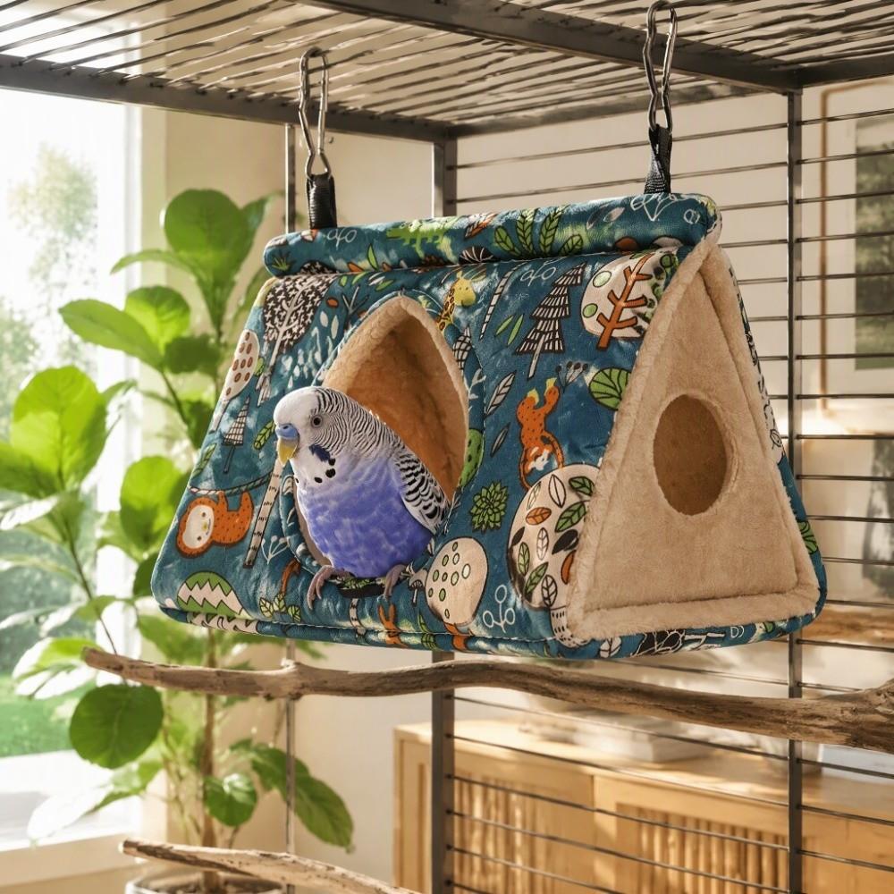 Snuggle Design Hanging Hammock Triangular Shape Bird Hut Bird Sleeping Bed Small Medium Parrot