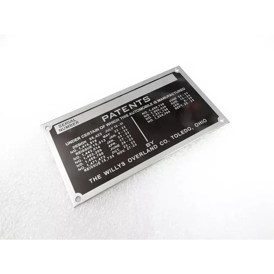 DATA PLATE FOR WILLYS OVERLAND KNIGHT 1926-1934 |Fit For