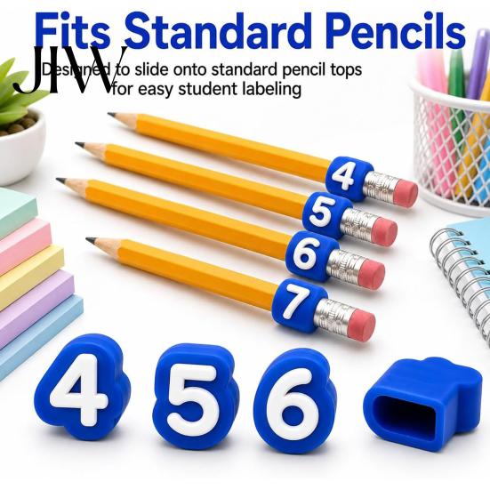 Customizable Pencil Identifiers 30Pcs Numbered Cap Labels, 1-30 Numbers Topper Decoration, Marker Labels Students Clips, Reusable Charms for