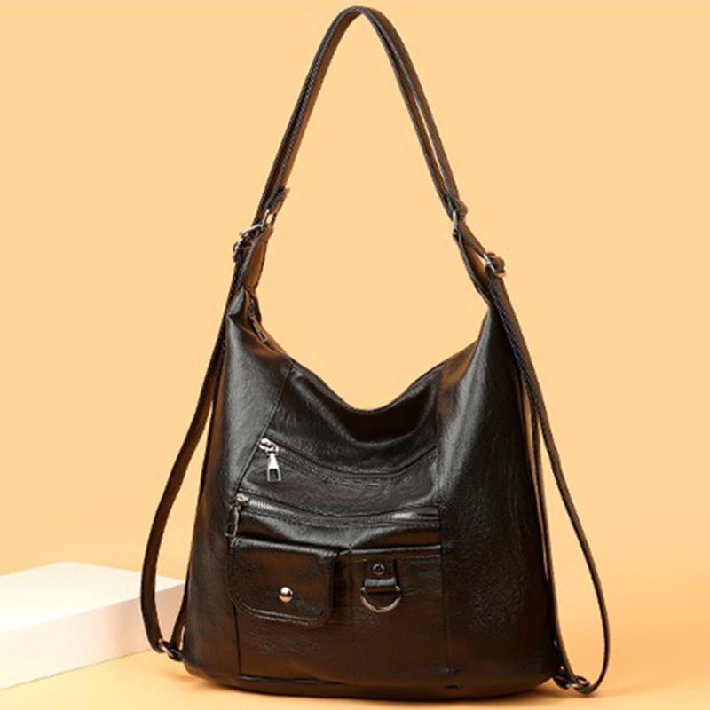 Винтажная сумка через плечо для женщин, мягкая сумка через плечо из искусственной кожи, повседневная сумка в стиле ретро