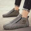 Men's Shoes New Autumn Outdoor Casual Black Small Leather Shoes Side Zipper Leather Sneakers Men