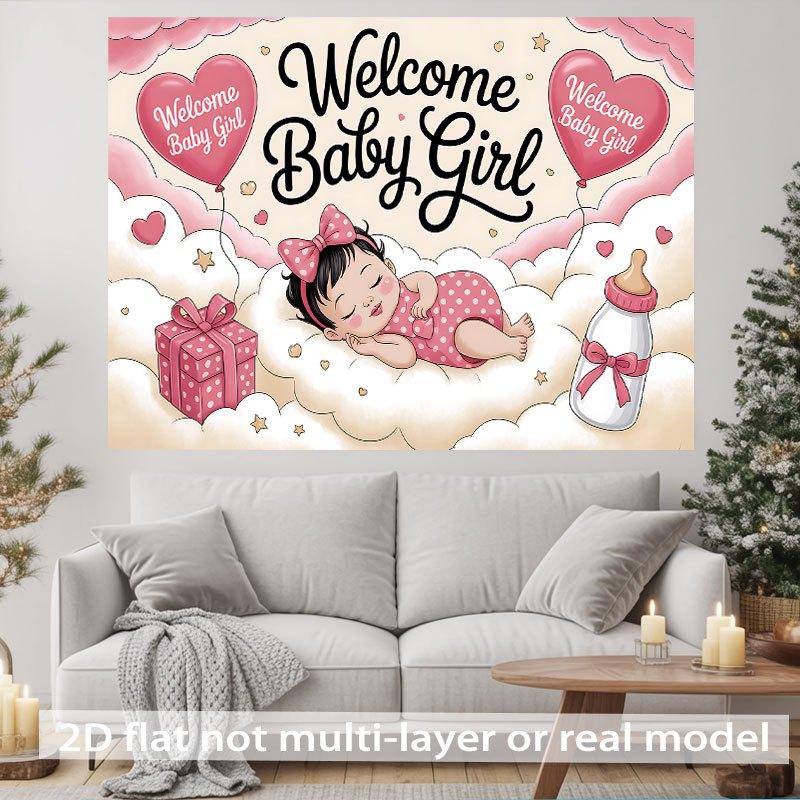 2D flat design 1-piece baby welcoming banner - suitable for baby welcoming parties weddings and birthday celebrations