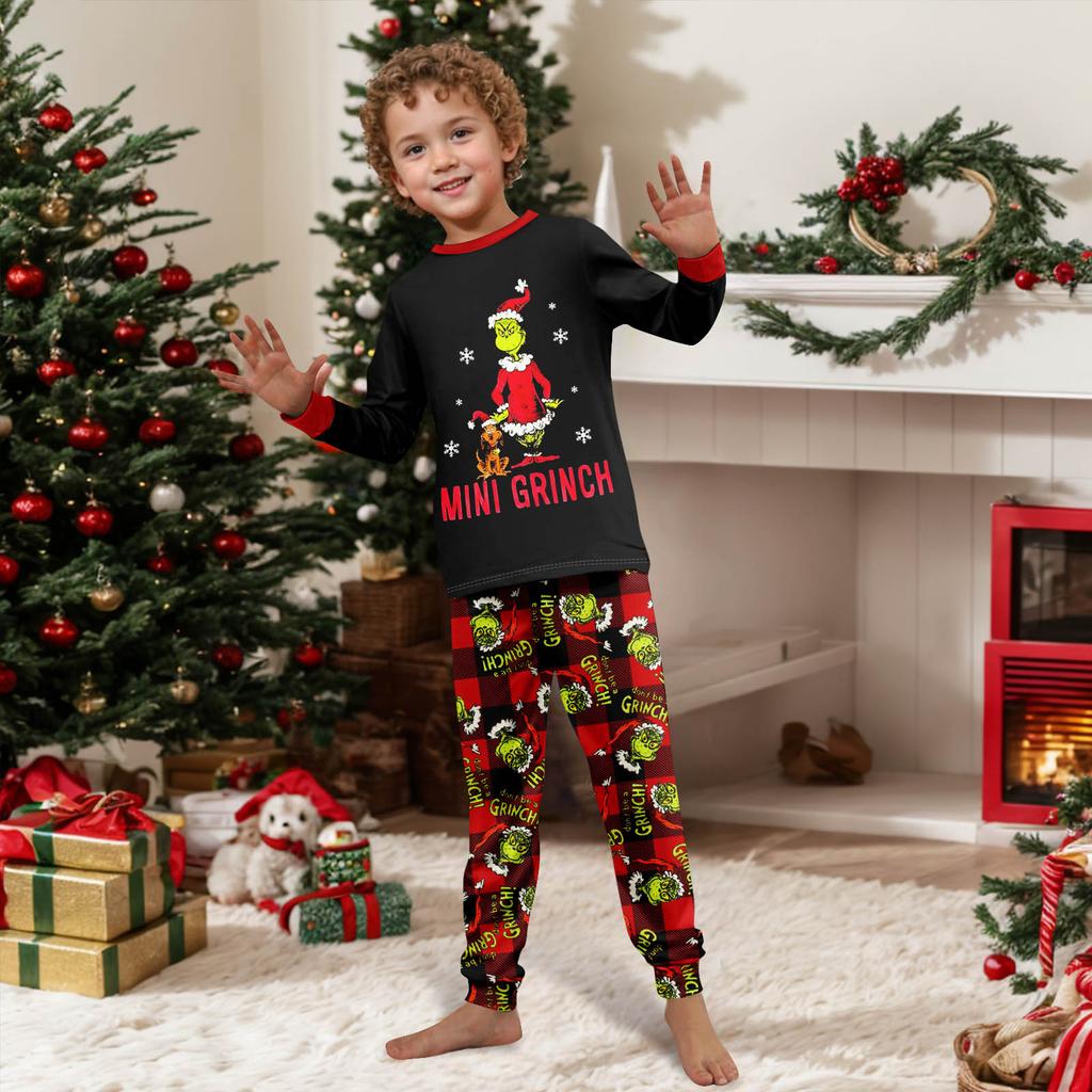 Рождественский принт милый семейный комплект пижамы, домашняя одежда, семейный комплект топ с длинным рукавом и штаны комплект