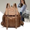 Leather Backpack Women's Rivet Backpack Large Capacity Multi-Function Bag