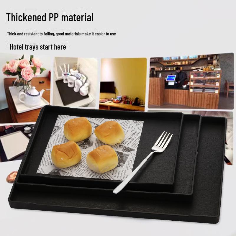 Прямоугольный поднос для отеля: Пластиковая тарелка, место для хранения стаканов с водой для ванной комнаты или ресторана.